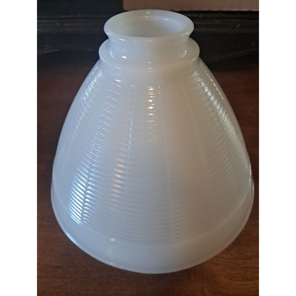 Vintage White Milk Glass Globe Torchiere Lamp Shade Ribbed Circular J/1